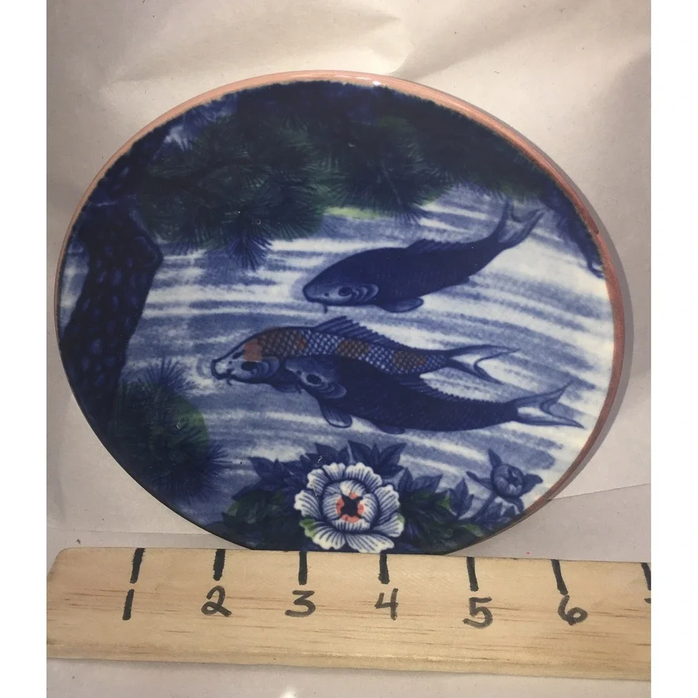 Vintage Toyo Japanese Koi Fish & Lotus 6